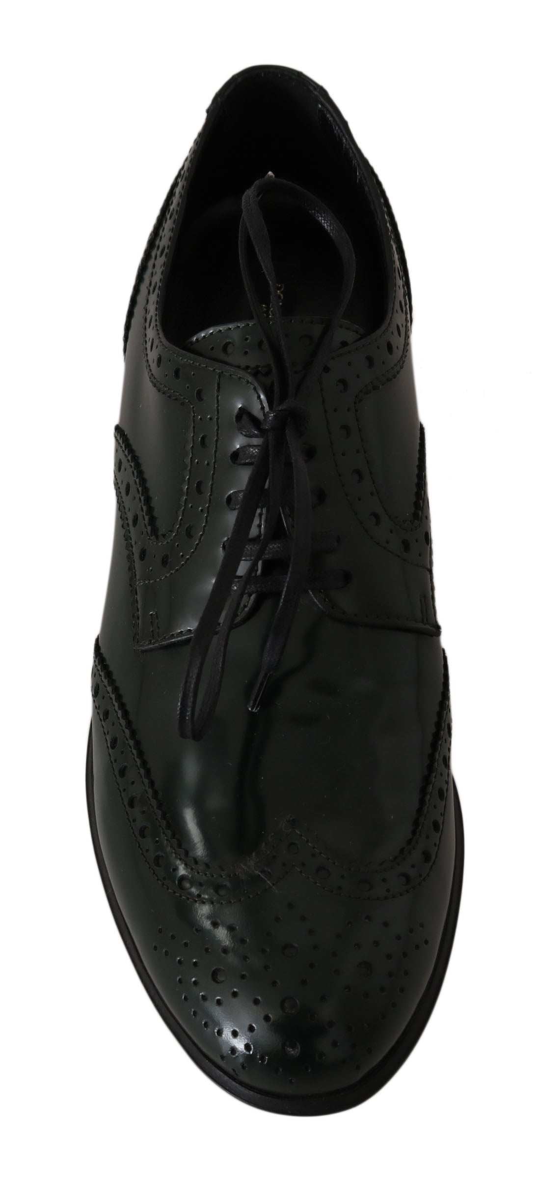 Dolce & Gabbana Green Leather Broque Oxford Wingtip Chaussures
