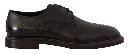Dolce & Gabbana Robe en cuir noir chaussures de derby formelles