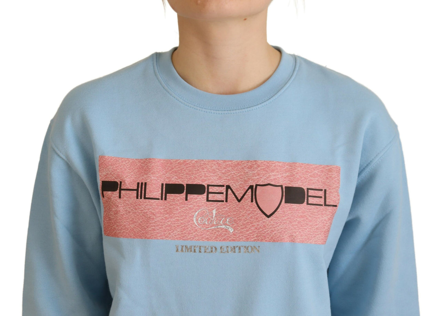 Philippe Model Hellblau Logo gedruckt Langarmpullover