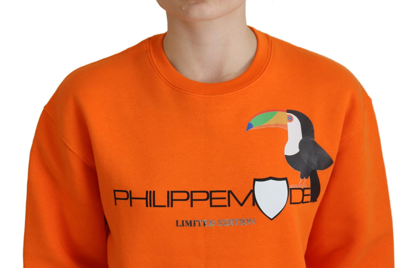 Philippe Modèle Pull à poil à manches longues imprimées orange