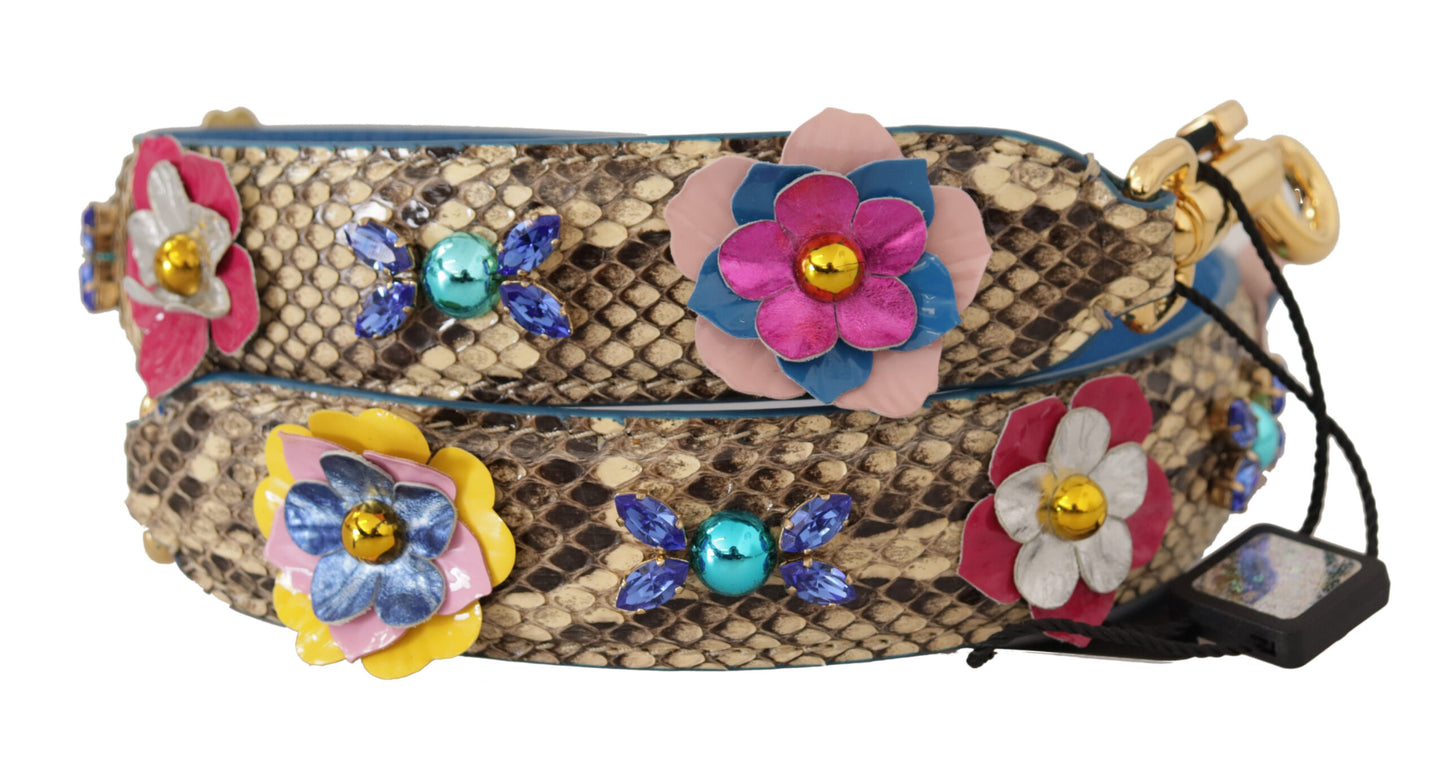 Dolce & gabbana beige python en cuir floral floral bandoulière