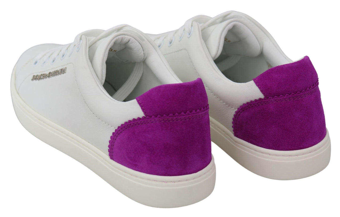 Dolce & Gabbana White Purple Le cuir Logo Womens Chaussures