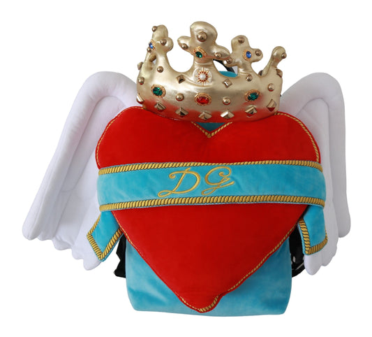 Dolce & Gabbana Red Blue Heart Wings DG Crown School Rucksack