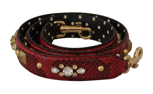 Dolce & Gabbana Red Python Leather Crystals STRAP RÉVERSIBLE