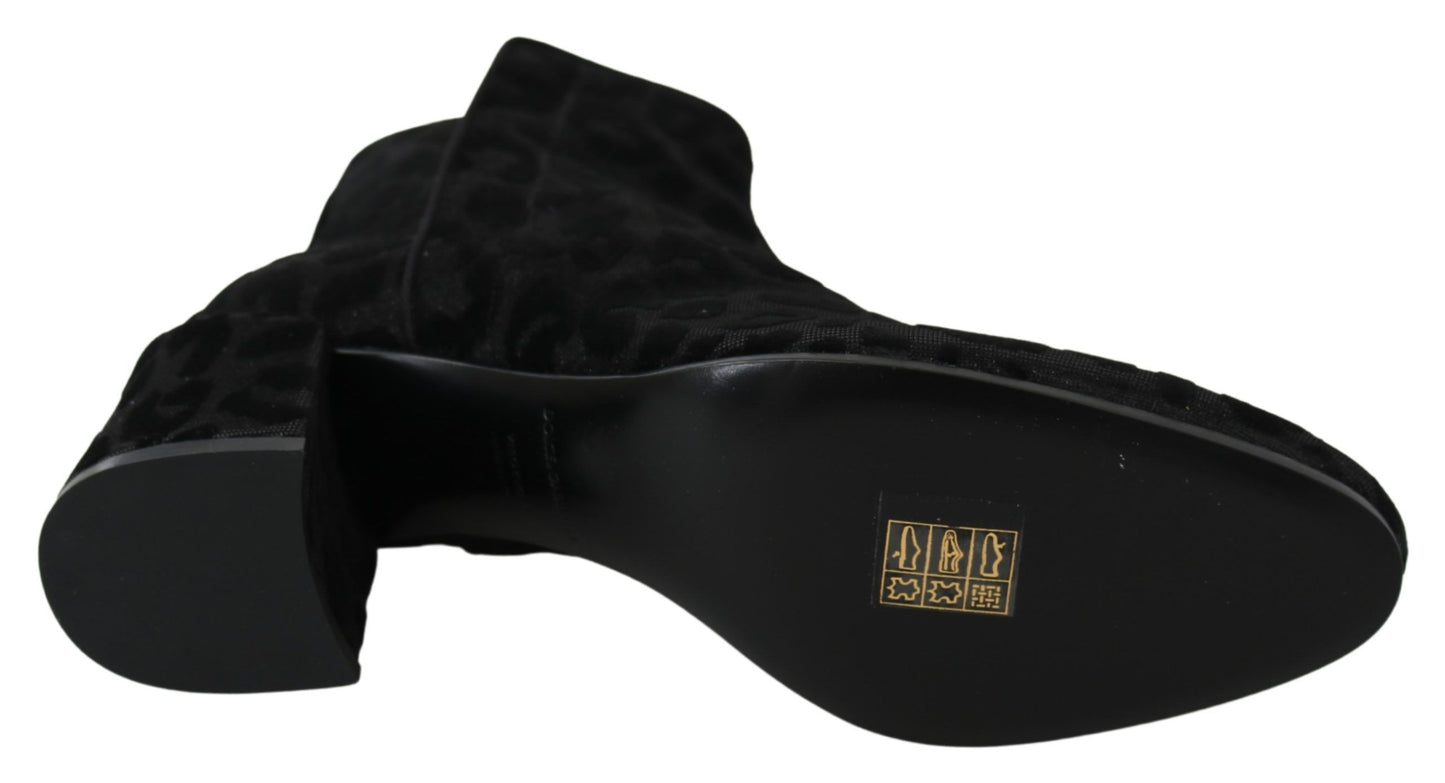 Dolce & Gabbana Black Leopard Boots Boots Shoes Close