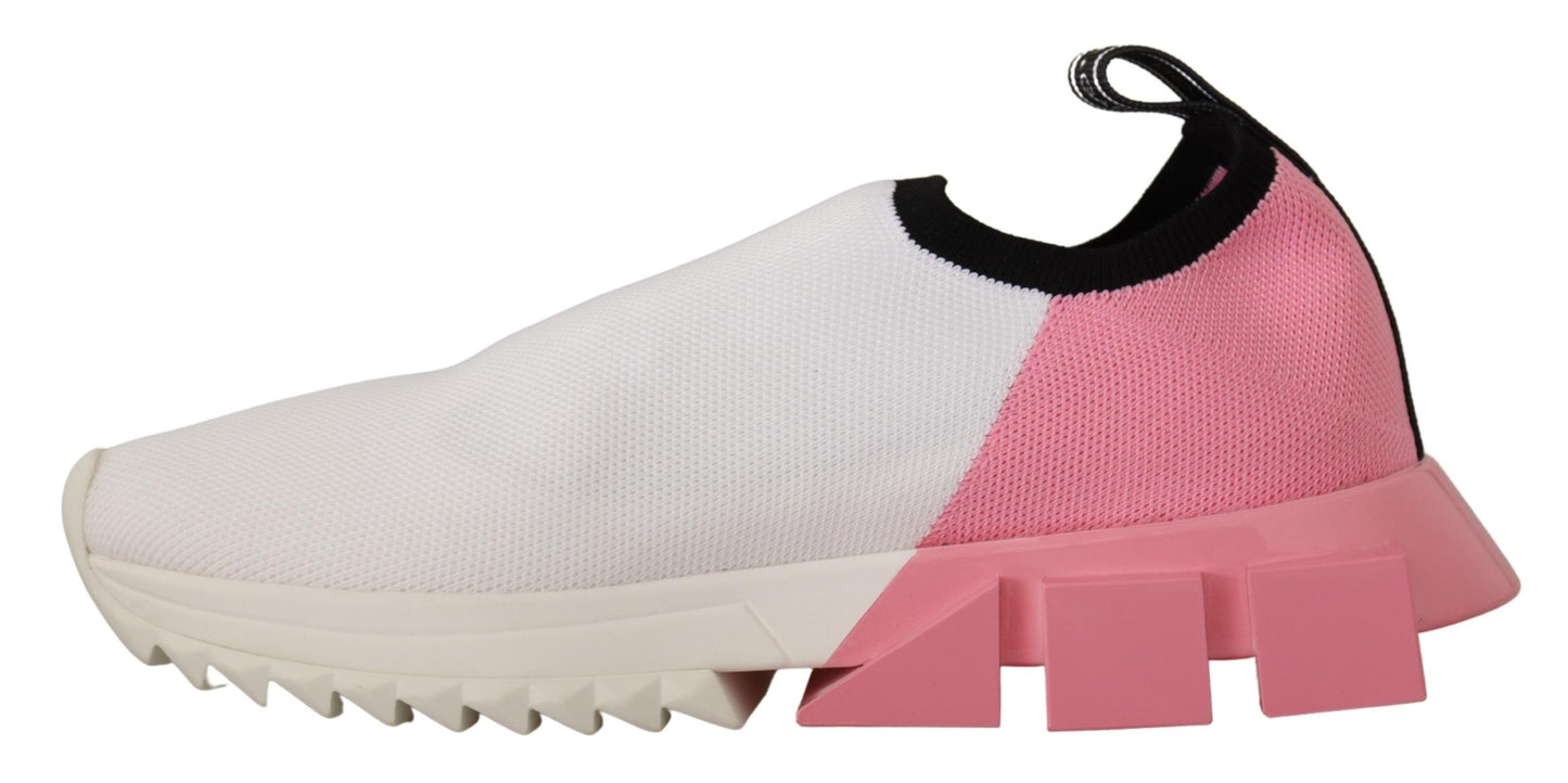 Dolce & Gabbana Pink White Logo Womens Sorrent Sneakers