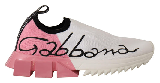 Dolce & Gabbana Pink White Logo Womens Sorrent Sneakers