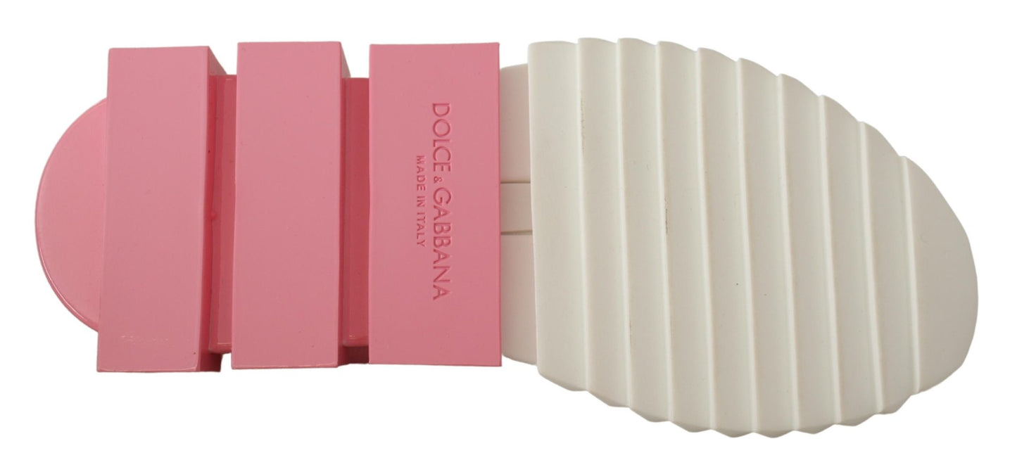 Dolce & Gabbana Pink White Logo Womens Sneaker Sorrento