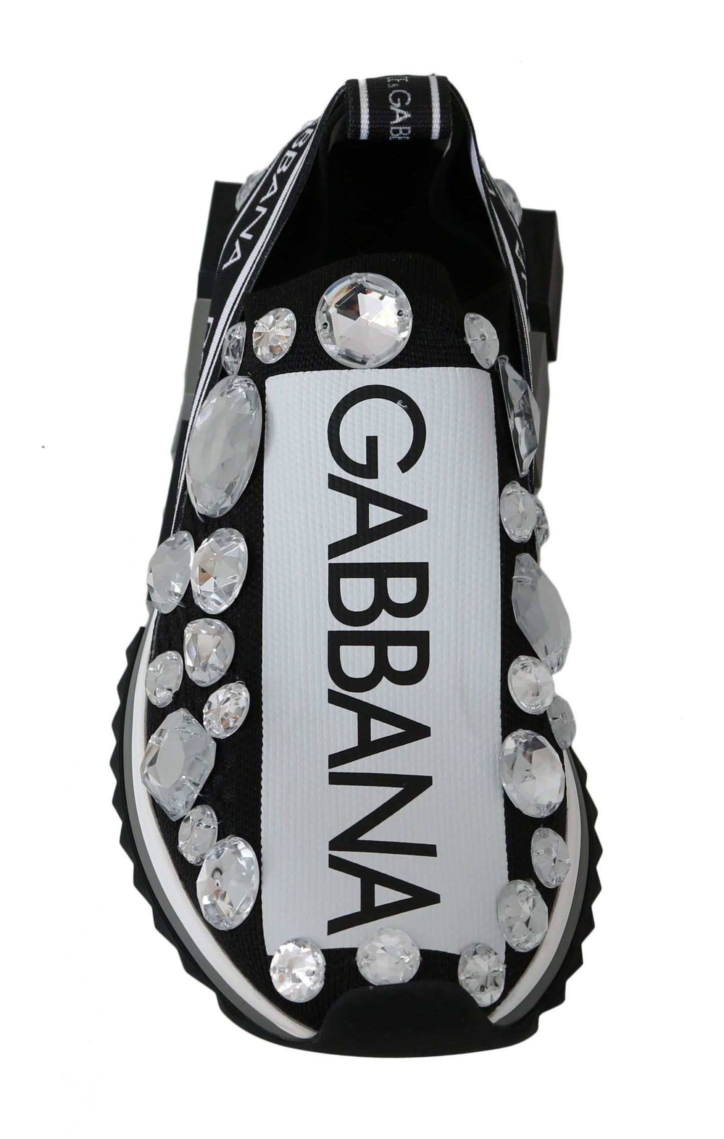 Dolce & Gabbana Black White Crystal Crystal Sneakers Chaussures