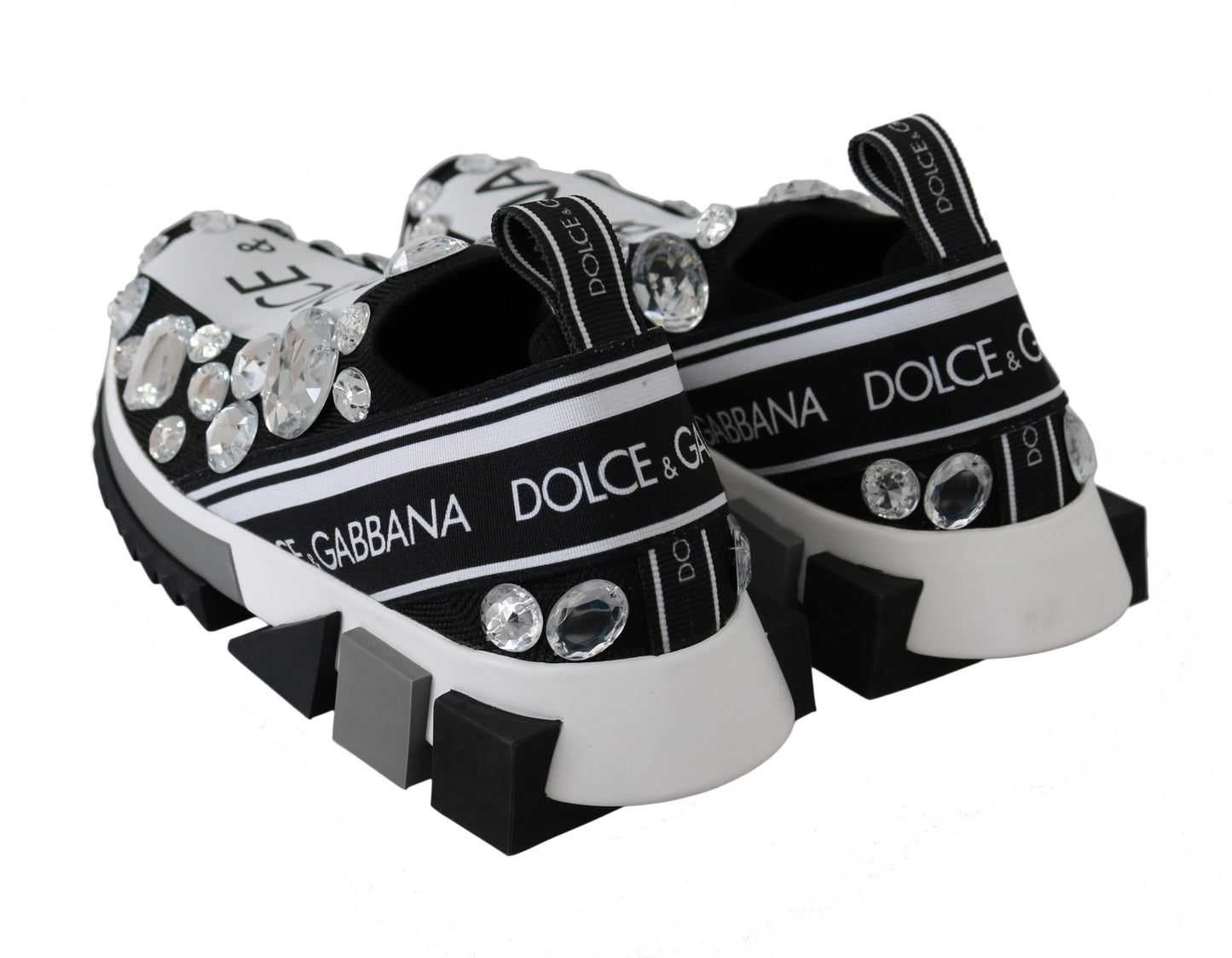 Scarpe da sneaker da donna in cristallo bianco Dolce & Gabbana