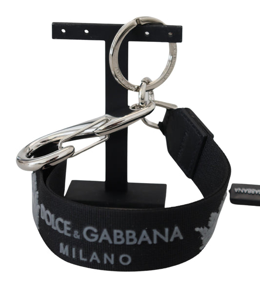 Dolce & Gabbana Black Polyester Logo Tone tono in ottone in ottone