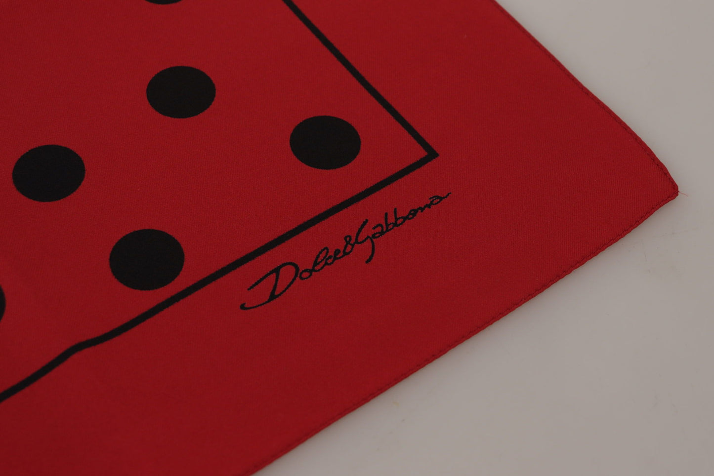 Dolce & Gabbana Red Polka Punkte DG Print Square Taschentuch Schalel