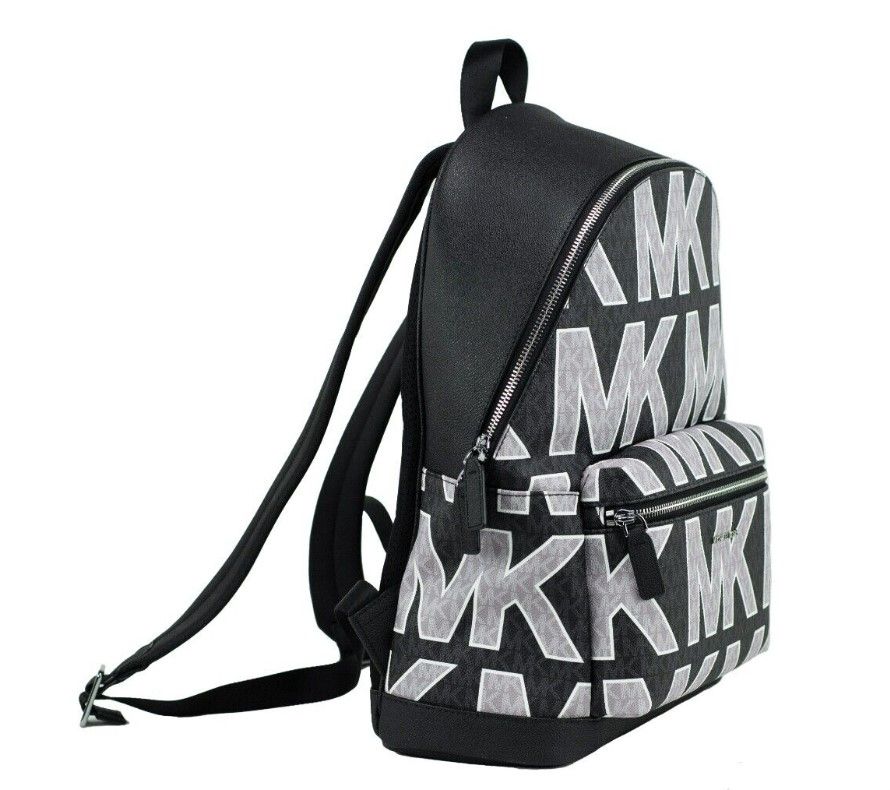 Michael Kors Cooper Black Signature PVC Graphic Logo Backpack Bookbagtasche