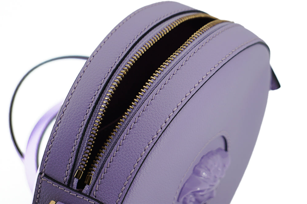 Versace Purple veau en cuir rond Disco Sac à bandoulière