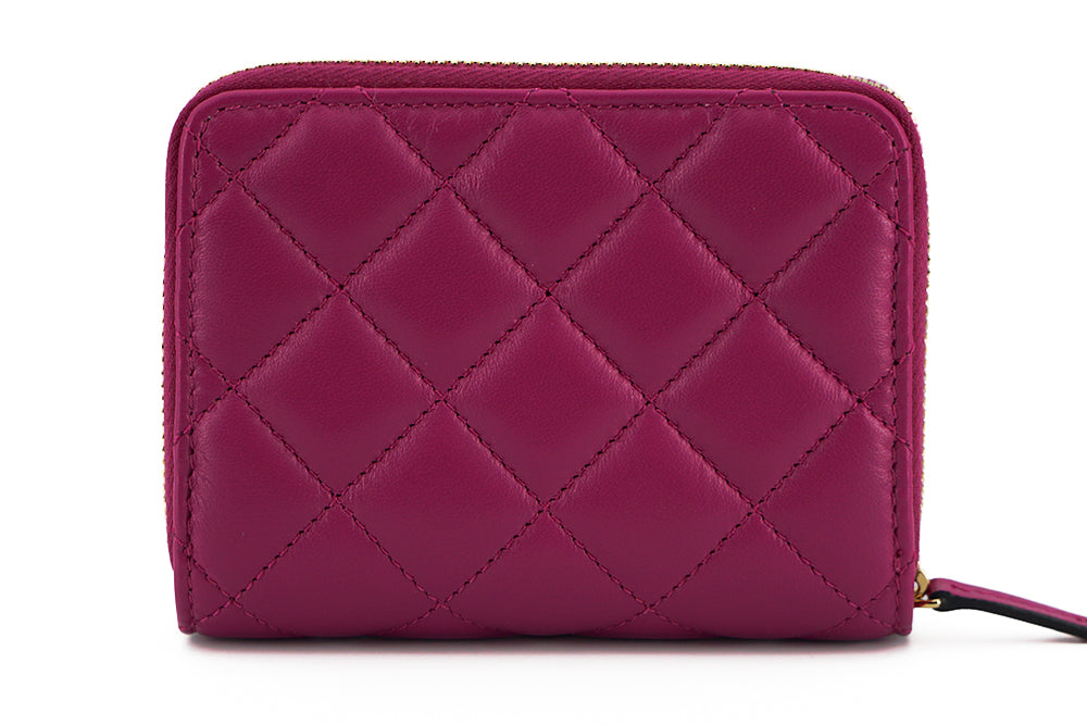 Versace Purple Nappa Leder Bifold Reißverschluss um Brieftasche