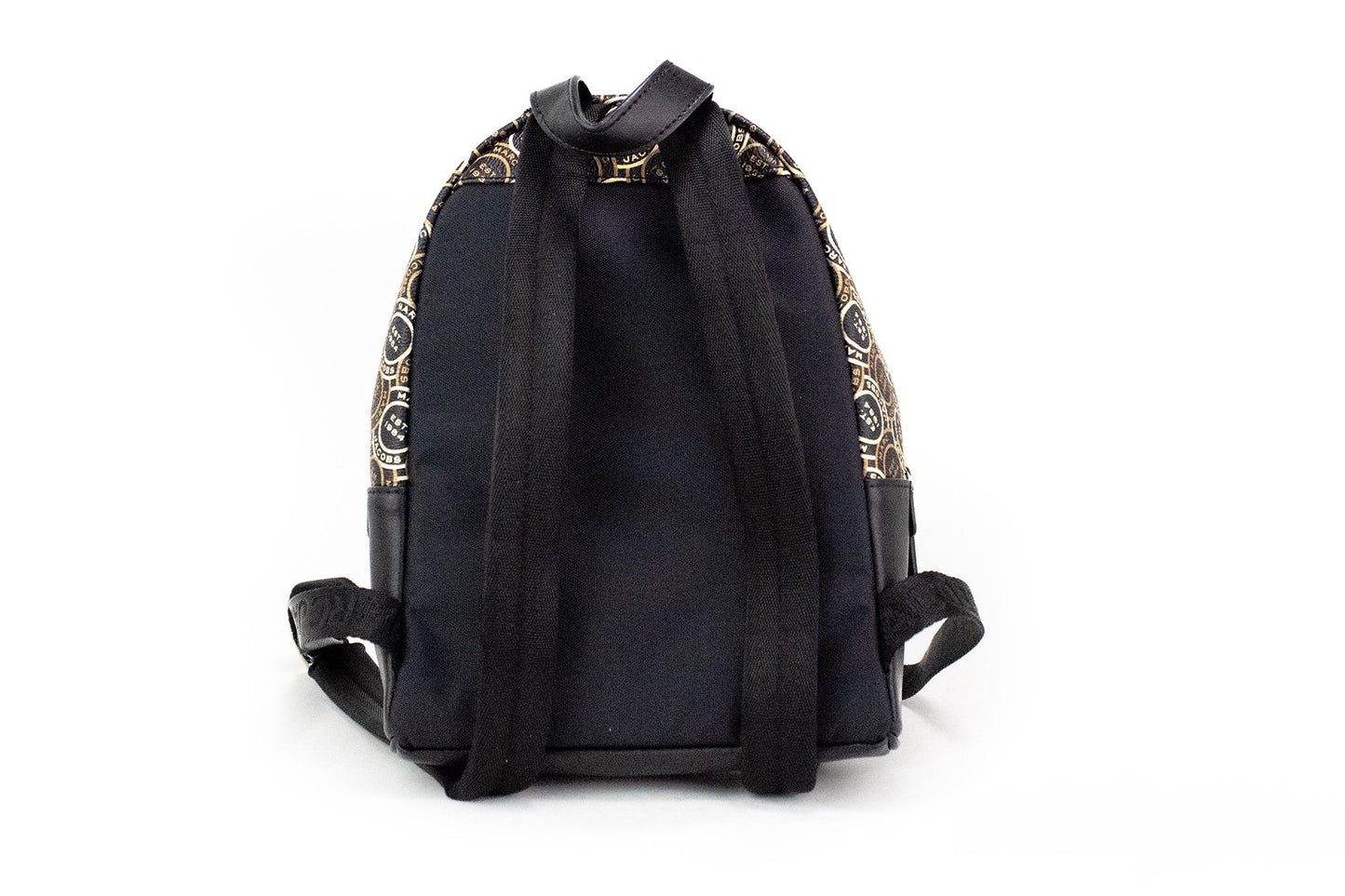 Marc Jacobs Signet Mini Black Logo bedruckte Leder -Schulter -Rucksack Buchbag