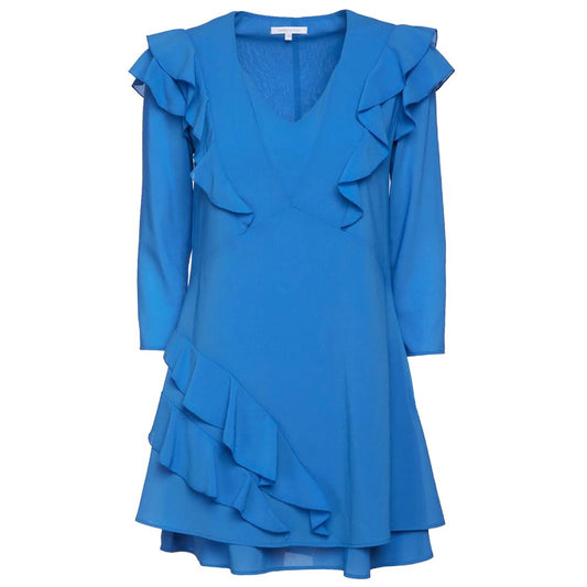 Patrizia Pepe Elegant Light Blue Ruffled Mini Dress