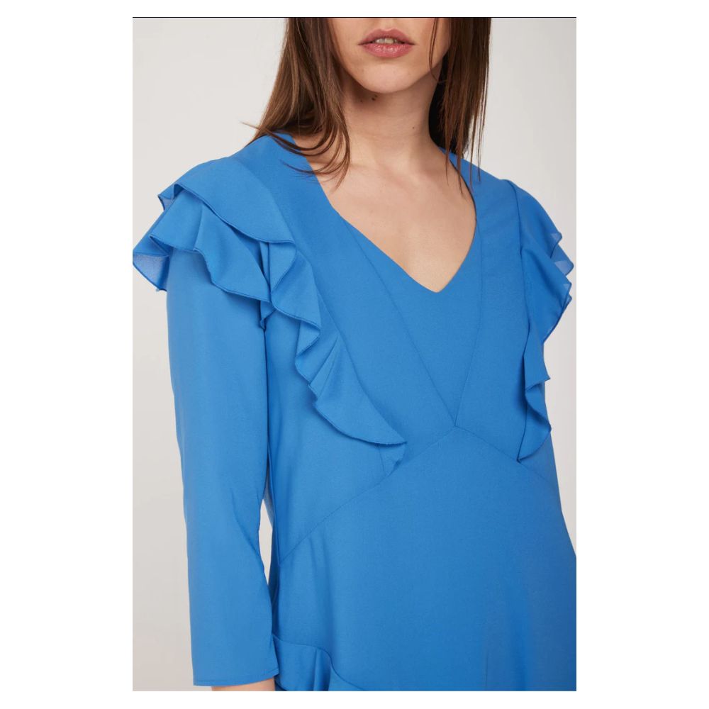 Patrizia Pepe Elegant Light Blue Ruffled Mini Dress