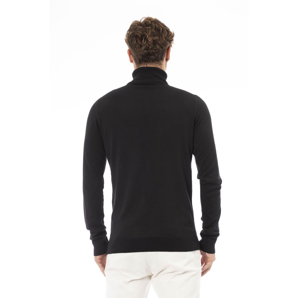 Baldinini Trend Elegant Ribbed Turtleneck Cashmere Blend Sweater
