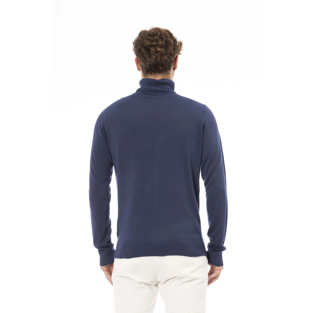 Baldinini Trend Chic Turtleneck Sweater in Blue - Modal & Cashmere Blend
