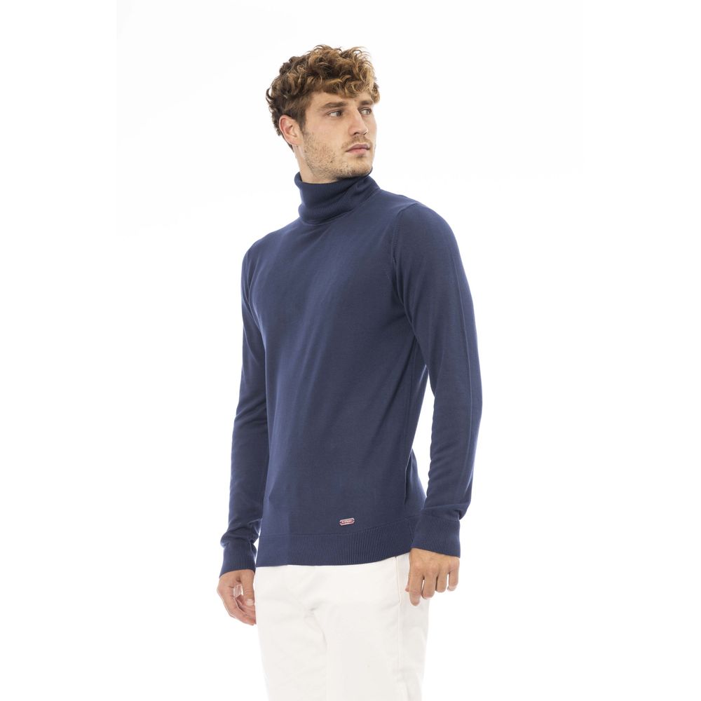 Baldinini Trend Chic Turtleneck Sweater in Blue - Modal & Cashmere Blend
