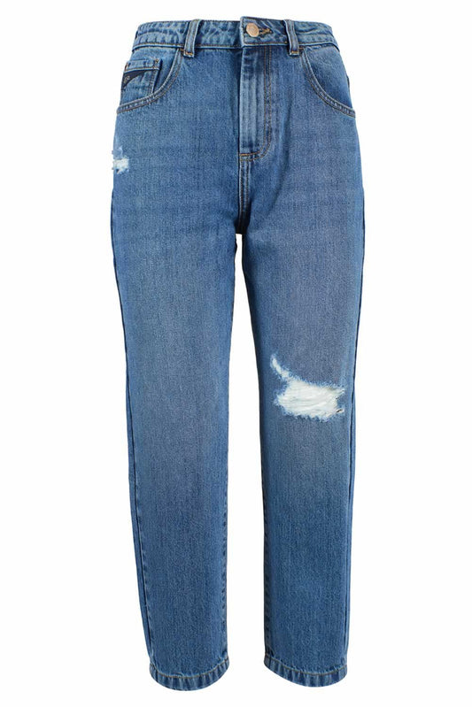 Ja Zee Blue Cotton Jeans & Pant