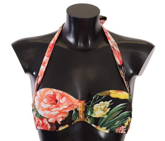 Dolce & Gabbana Multicolor Floral Print Swimsuit Bikini Top Maillots de bain