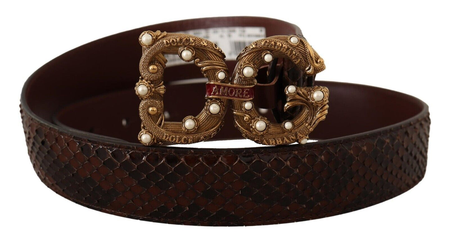 Dolce & Gabbana marron exotique en cuir boucle de boucle amore ceinture