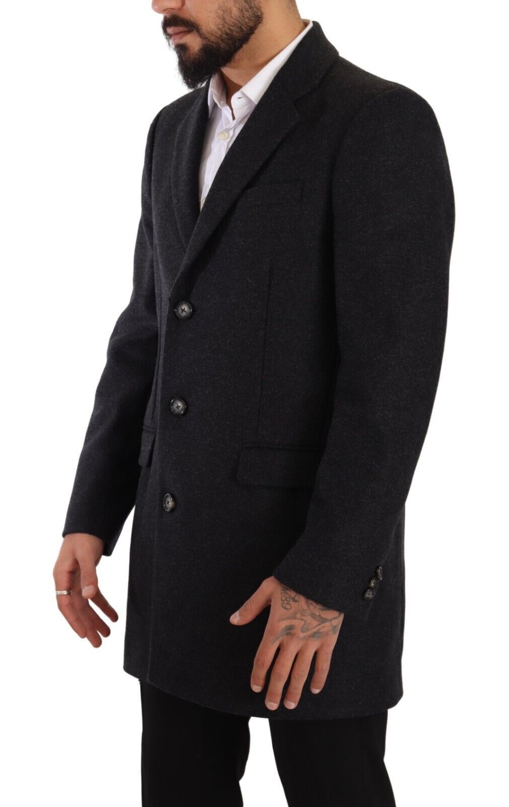 Lana grigio scuro di Dolce & Gabbana sopra la giacca da uomo del trench
