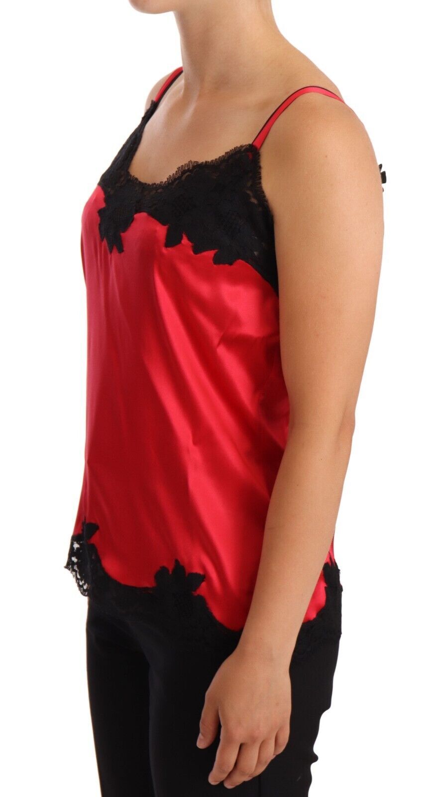 Dolce & Gabbana Red Blumenspitzen Seide Satin Camisol Dessous Top