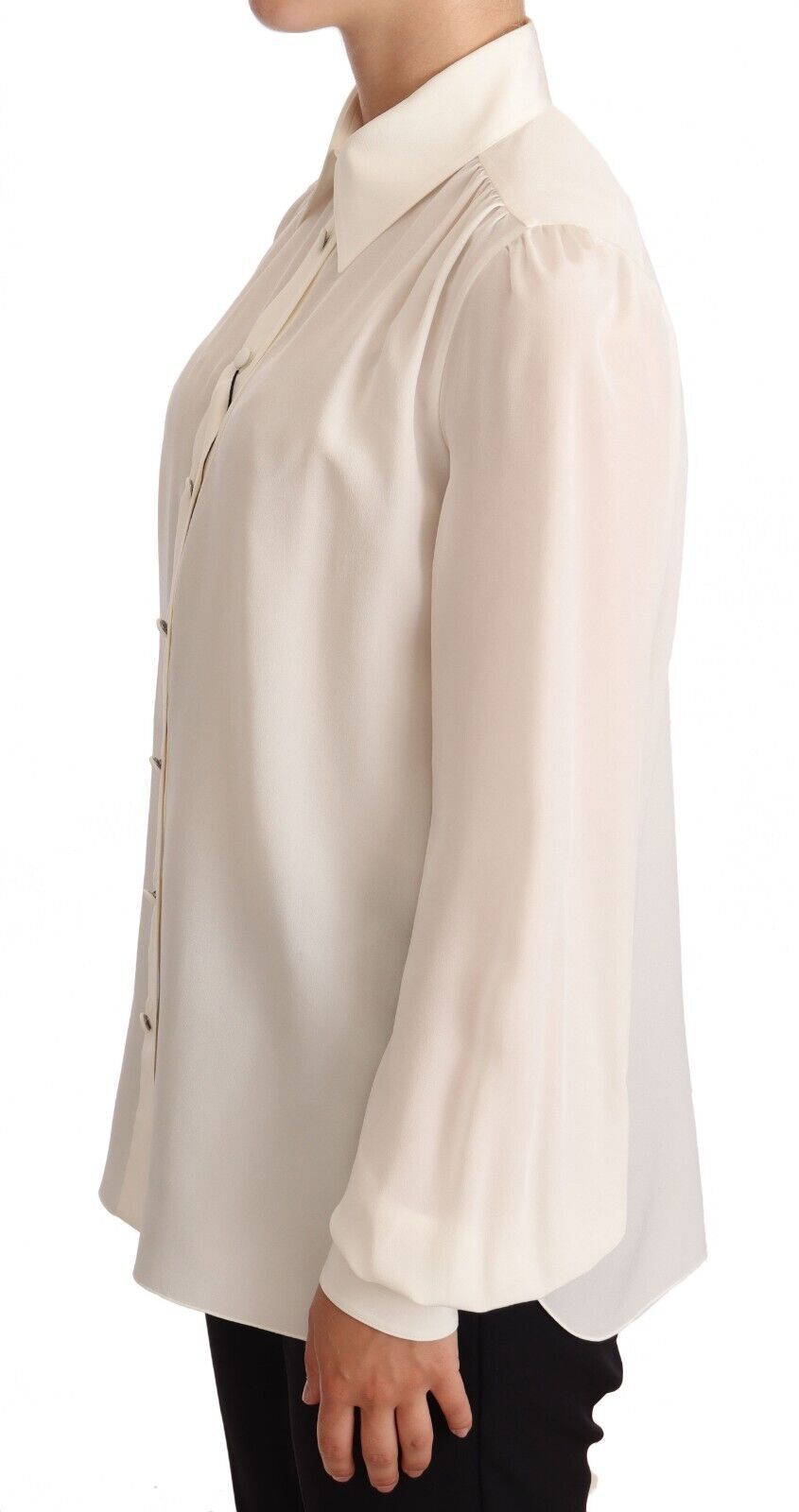 Dolce & Gabbana White Long Sleeve Polo Shirt Top Bluse