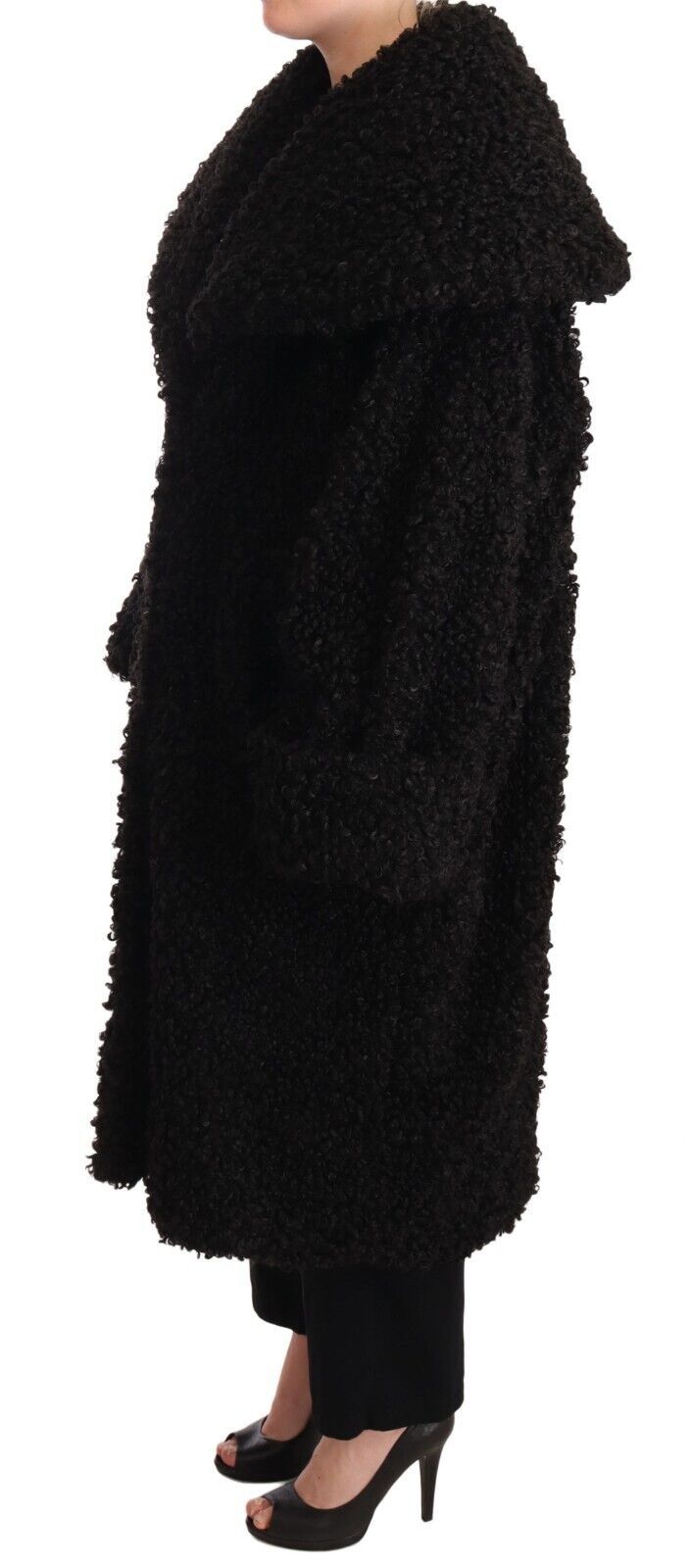 Giacca da trench in pelliccia poliestere nera Dolce & Gabbana