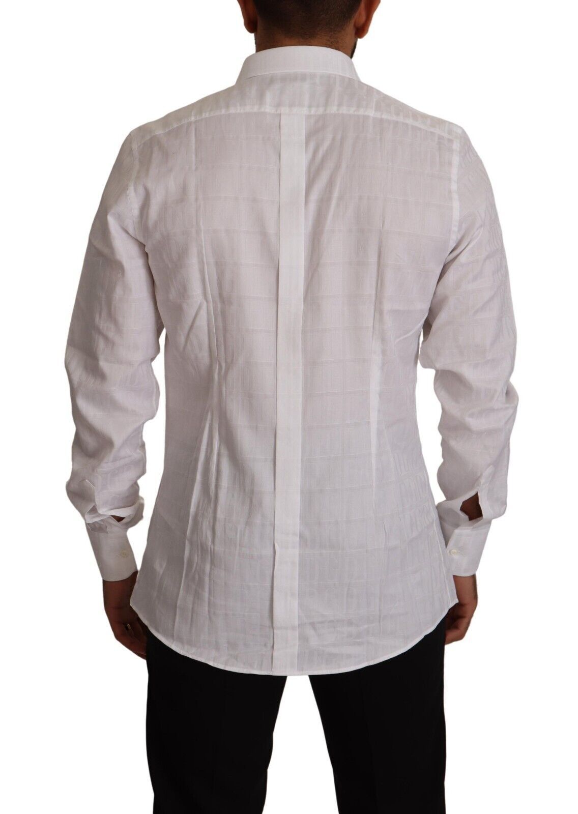 Dolce & Gabbana White Gol Cotton Slim Fit Robe Formel Shirt