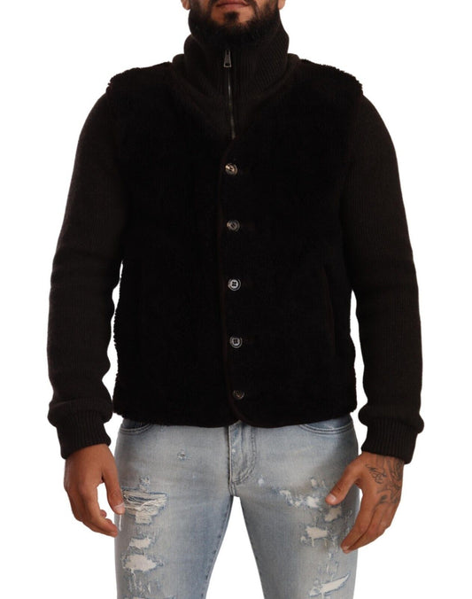 Giacca per cappotto per tartaruga da uomo Dolce & Gabbana in pelle nera