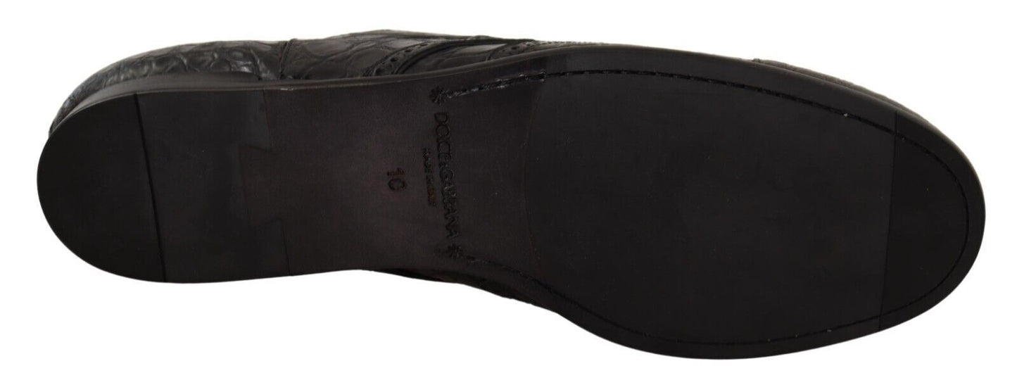 Dolce & Gabbana Black Caiman Leder Herren Derby Schuhe