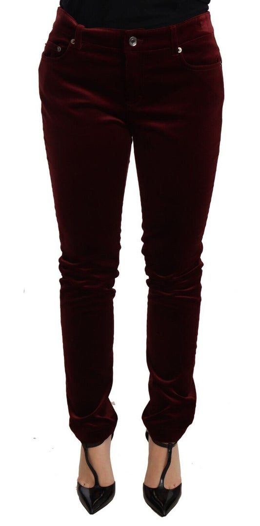 Dolce & Gabbana Red Velvet Skinny Panton Stretch Pantal