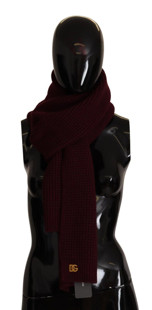 Dolce & Gabbana Dark Red Cashmere Logo Wraf Scialce La sciarpa a maglia