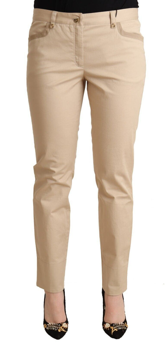 Dolce & Gabbana Beige Cotton Stretch Skinny Pantaloni