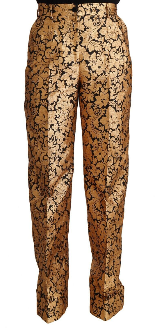 Pantaloni poliestere dritti di Dolce & Gabbana Gold Jacquard