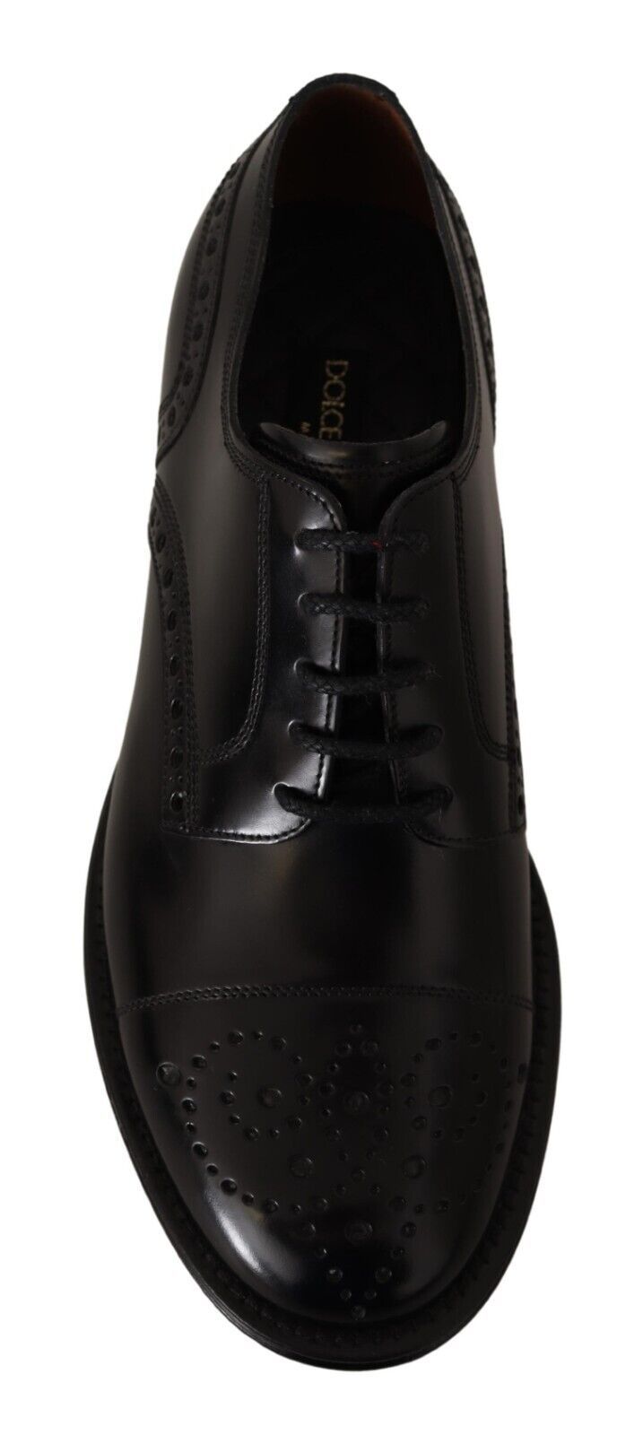 Dolce & Gabbana Schwarz Leder Wingtip Herren formelle Derby -Schuhe