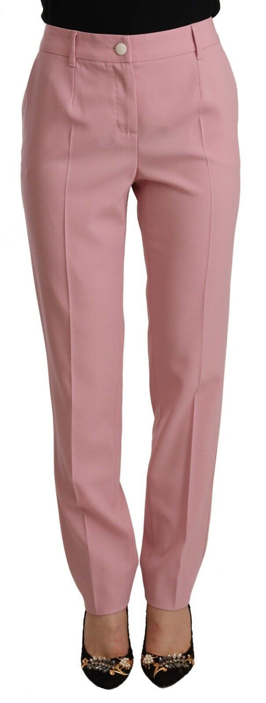 Dolce & Gabbana in lana rosa allungata pantaloni per pantaloni in vita alta