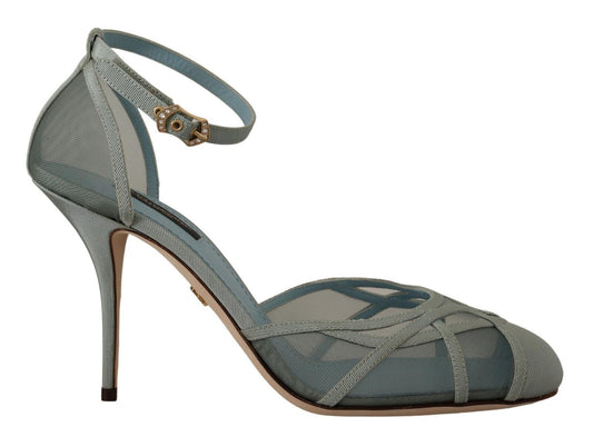 Dolce & Gabbana Blue Mesh Knöchelriemen Heels Sandalen Schuhe