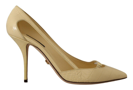 Dolce & Gabbana gelbe exotisches Leder -Stiletto -Fersenpumpen Schuhe Pumpen