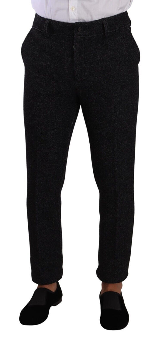 Dolce & Gabbana Black Wool Uomini pantaloni da pantalone formali