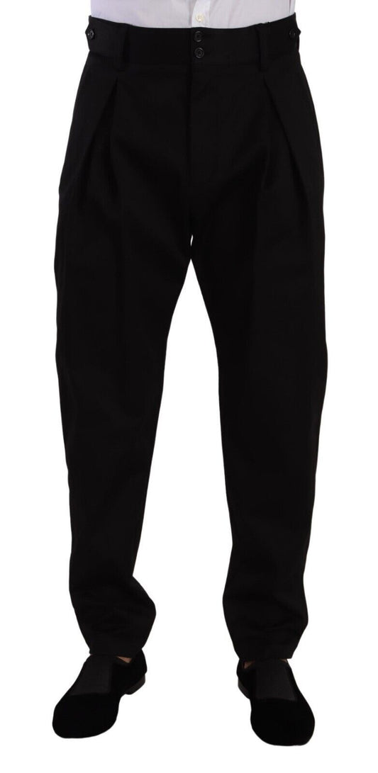 Dolce & Gabbana Black Black Cotton High Waist Men pantaloni vestiti per pantaloni