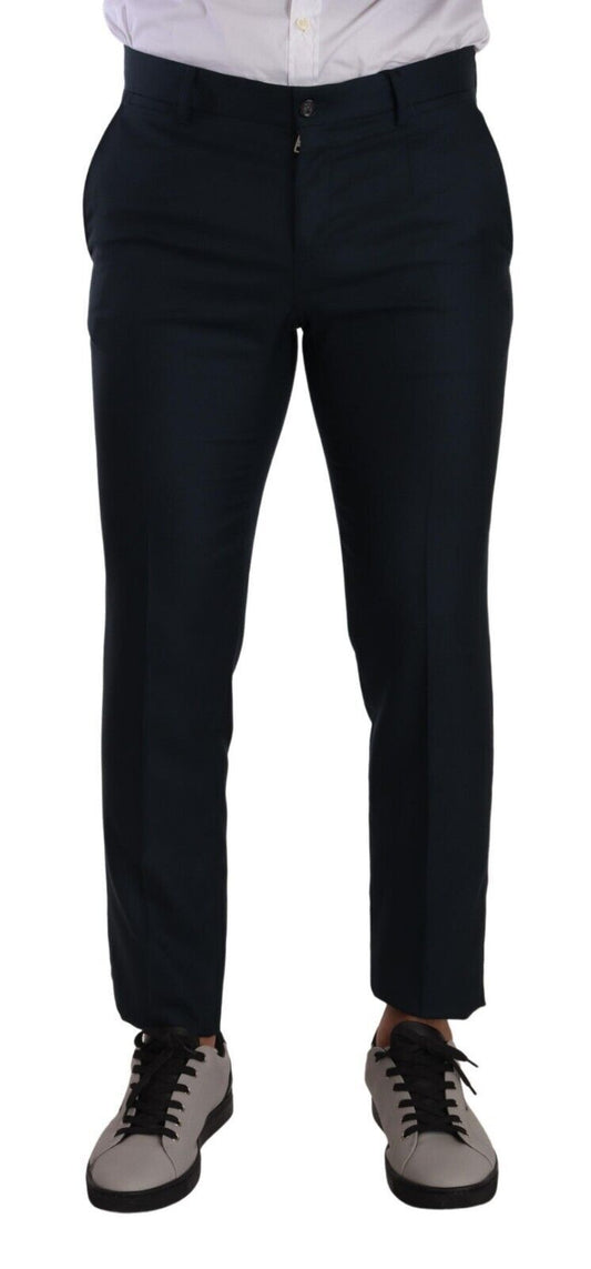 Dolce & Gabbana Blu scuro in cashmere pantaloni pantaloni in seta