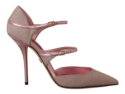 Dolce & Gabbana Pink glitzerte Riemchen Sandalen Mary Jane Schuhe