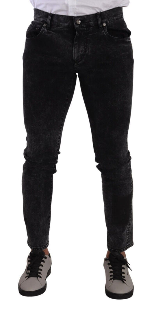 Dolce & Gabbana Black Cotton Attregamento Skinny Denim pantalone jeans