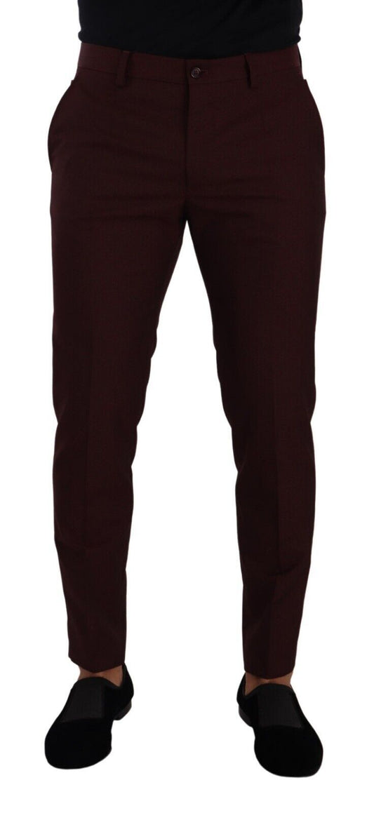 Dolce & Gabbana Maroon Bordeaux pantaloni pantaloni magri