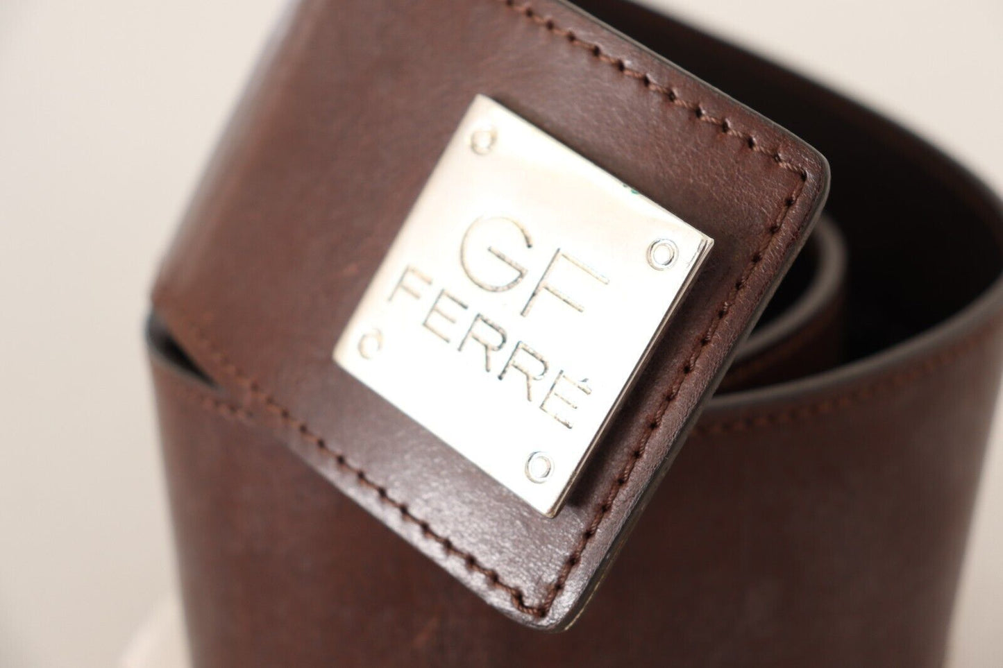 GF ferre brauner echtes Leder -Weit -Logo -Schnalle -Taillengürtel